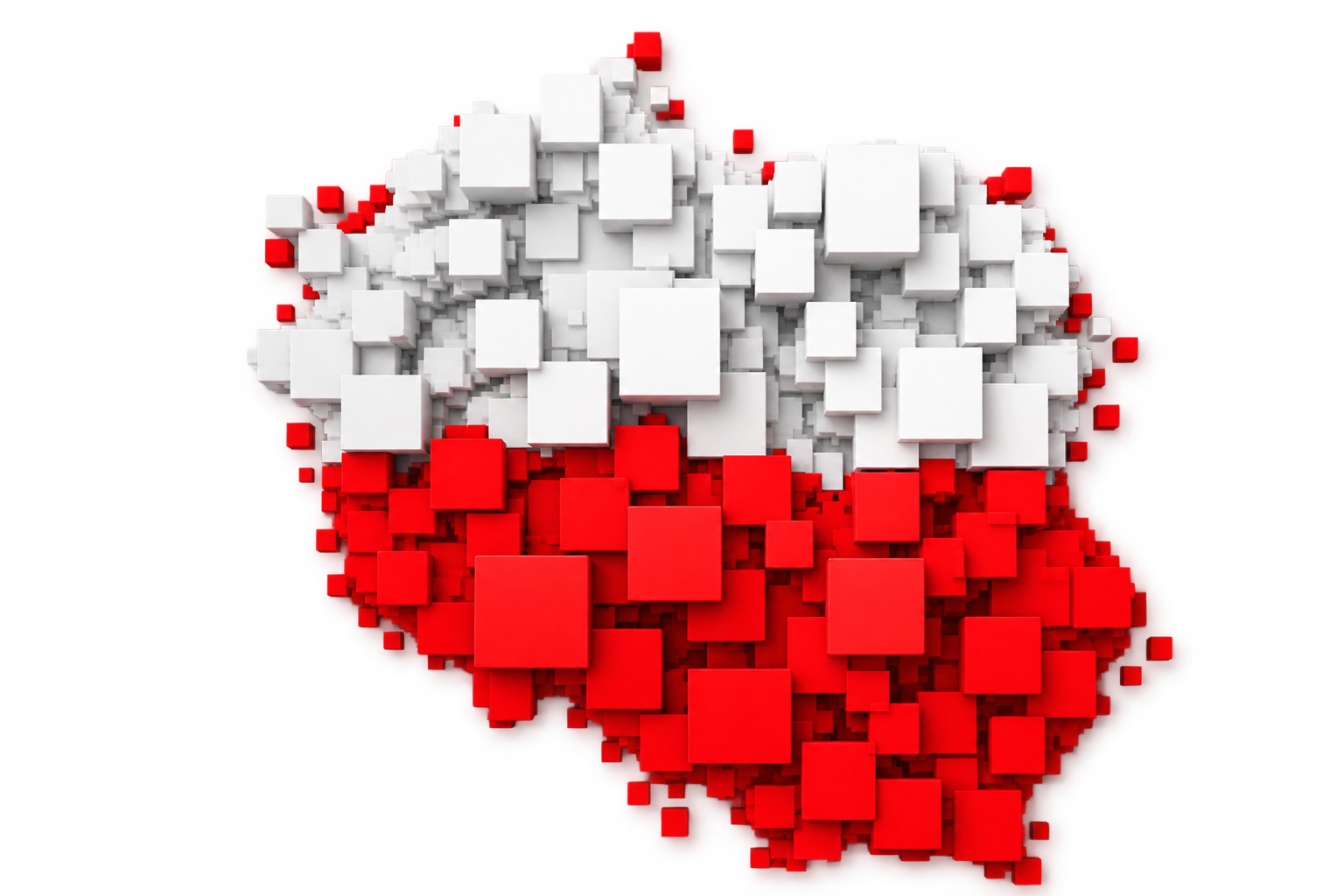 Mapa Polski z biało-czerwonych klocków 3D